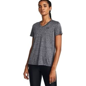 Under Armour Women's UA Tech™ V-Neck Twist Short Sleeve: Steel / Black; Size XL